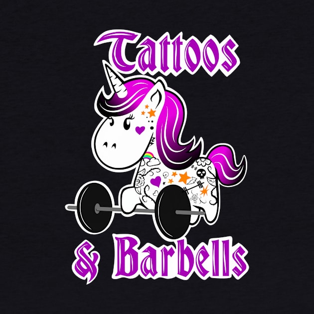 Barbell Unicorn, tattoos and barbells, fitness girl by TimAddisonArt